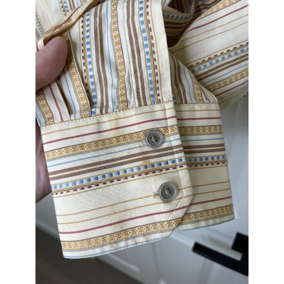 Robert Graham Mens Medium Yellow Striped Long Sleeve Button Down Shirt 2XL - Picture 4 of 11